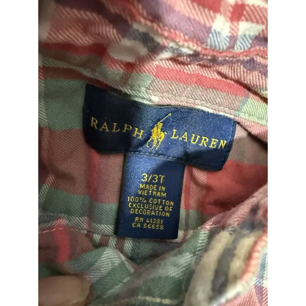 Ralph Lauren Boys Toddler Plaid Button Down Shirt Size 3/3T